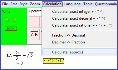 Approximate numerical calculation of a fraction with sinus, logarithm and square root