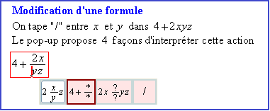 Un exemple de "popup" en saisie