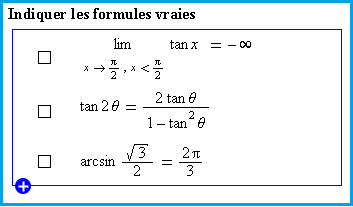Question &agrave; choix multiple